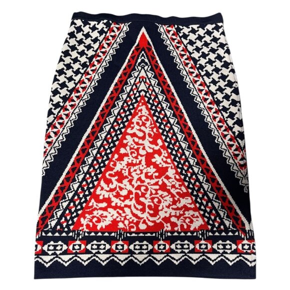 Jealous Tomato Red Navy Geometric Knit Skirt – Size Medium - Picture 1 of 6